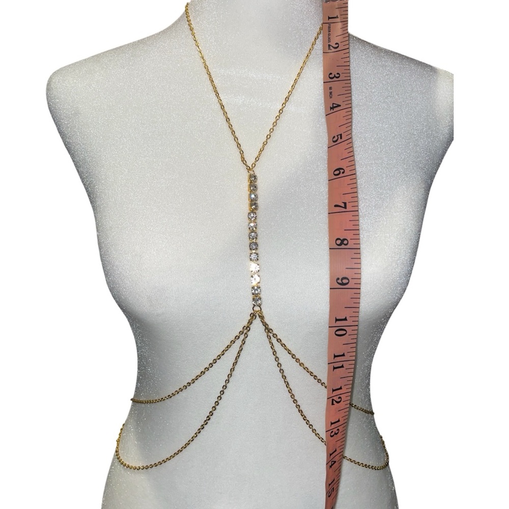 Gold Rhinestone Body Chain Jewelry - Picture 3 of 7